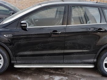 35 549 р. Широкая защита порогов с трубой d42 мм с нержавеющим листом SLITKOFF v3 Ford Kuga 2 рестайлинг (2016-2019)  с доставкой в г. Керчь. Увеличить фотографию 3