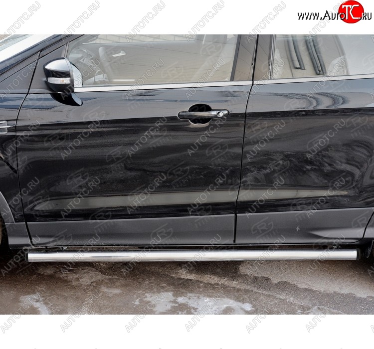 18 799 р. Защита порогов (Ø63 мм) SLITKOFF  Ford Kuga  2 (2016-2019) рестайлинг (с пластиковыми заглушками на торцах)  с доставкой в г. Керчь