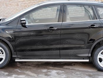 19 999 р. Защита порогов из круглой трубы диаметром 63 мм SLITKOFF v3  Ford Kuga  2 (2016-2019) рестайлинг  с доставкой в г. Керчь. Увеличить фотографию 2