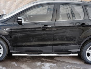 24 549 р. Защита порогов с пластиковыми вставками для ног из круглой трубы d76 мм SLITKOFF v3  Ford Kuga  2 (2016-2019) рестайлинг  с доставкой в г. Керчь. Увеличить фотографию 2