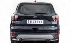 Защита заднего бампера (Ø42 мм уголки, нержавейка) SLITKOFF Ford Kuga  2 (2016-2019) рестайлинг