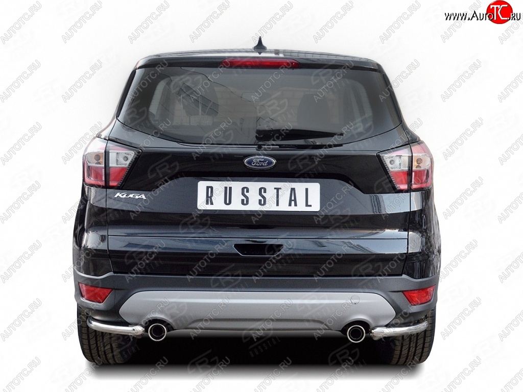 12 599 р. Защита заднего бампера (Ø42 мм уголки, нержавейка) SLITKOFF  Ford Kuga  2 (2016-2019) рестайлинг  с доставкой в г. Керчь