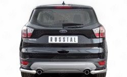 Защита заднего бампера (Ø63 мм уголки, нержавейка) SLITKOFF Ford Kuga  2 (2016-2019) рестайлинг