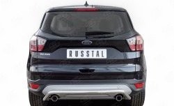 Защита заднего бампера (Ø42 мм волна, нержавейка) SLITKOFF Ford Kuga  2 (2016-2019) рестайлинг