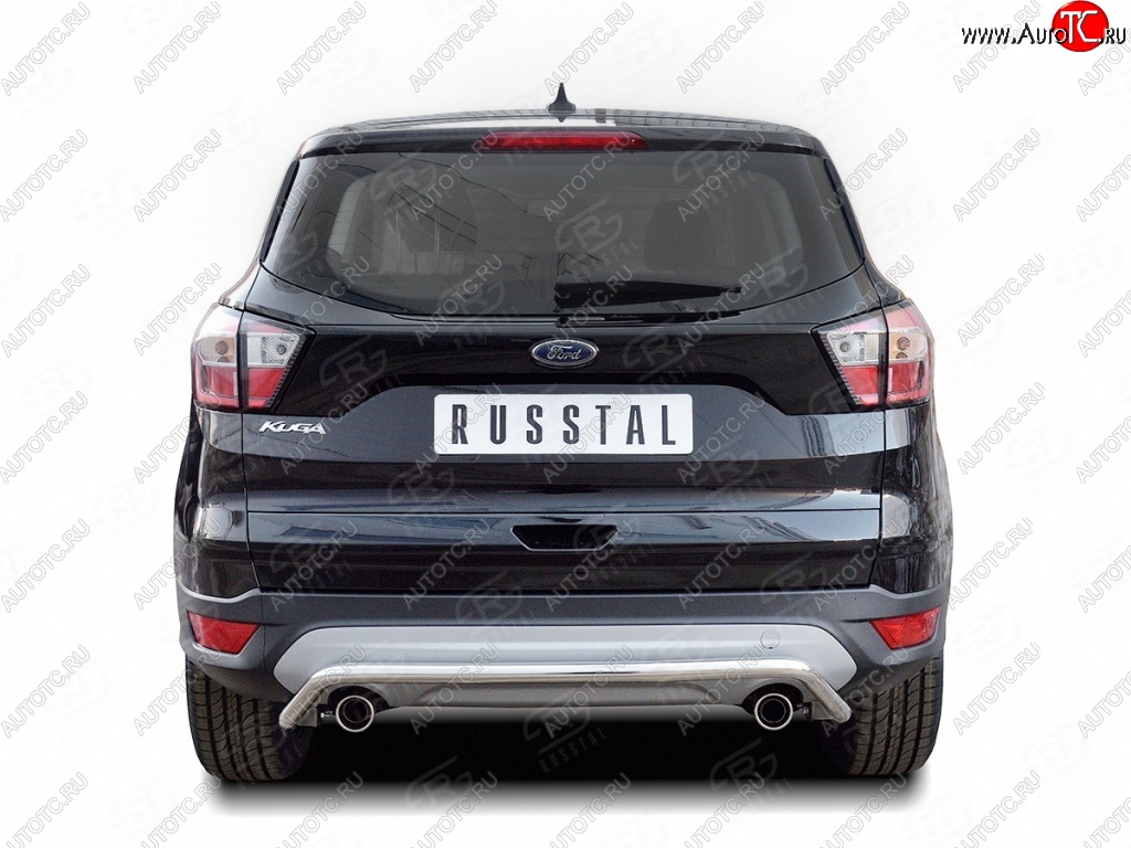 12 999 р. Защита заднего бампера (Ø42 мм волна, нержавейка) SLITKOFF Ford Kuga 2 рестайлинг (2016-2019)  с доставкой в г. Керчь
