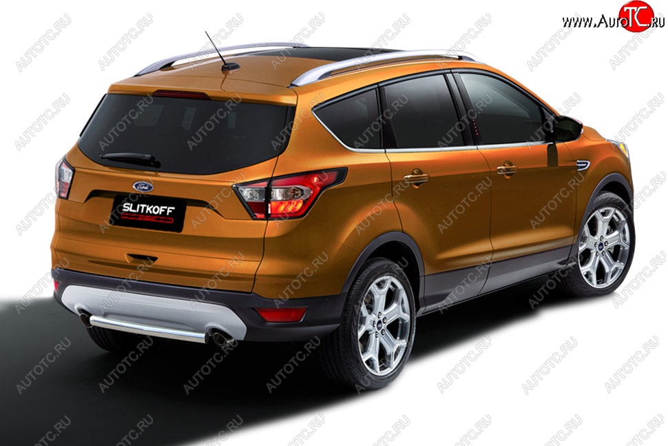 6 499 р. Защита заднего бампера Slitkoff (d57, короткая)  Ford Kuga  2 (2016-2019) рестайлинг (Нержавейка, Без окраски)  с доставкой в г. Керчь
