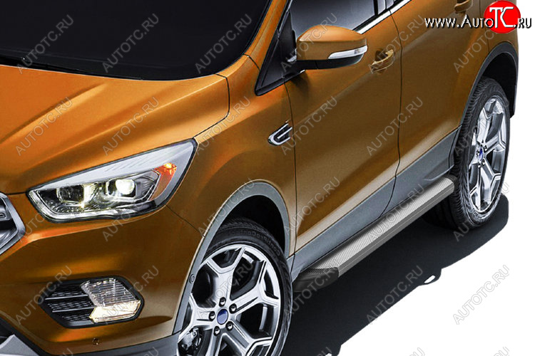 13 349 р. Пороги алюминиевые Slitkoff  Ford Kuga  2 (2016-2019) рестайлинг (Optima Silver)  с доставкой в г. Керчь