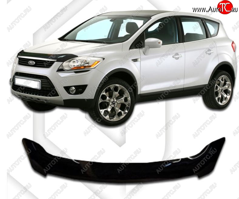 3 199 р. Дефлектор капота CA-Plastic Ford Kuga 1 (2008-2013) (серия Classic черный, Без надписи)  с доставкой в г. Керчь