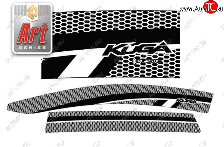 2 299 р. Дефлектора окон CA-Plastic  Ford Kuga  1 (2008-2013) (Серия Art черная, Без хром.молдинга)  с доставкой в г. Керчь