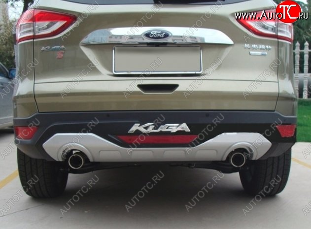 6 949 р. Накладка на задний бампер CT Ford Kuga 2 дорестайлинг (2013-2016) (Неокрашенная)  с доставкой в г. Керчь