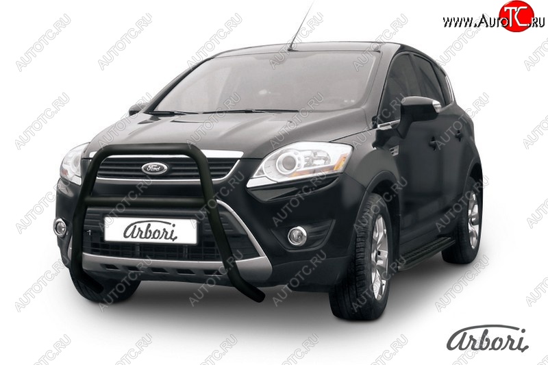 12 788 р. Защита переднего бампера Arbori (высокая с 1 перемычкой, черная, d57 mm) Ford Kuga 1 (2008-2013)  с доставкой в г. Керчь