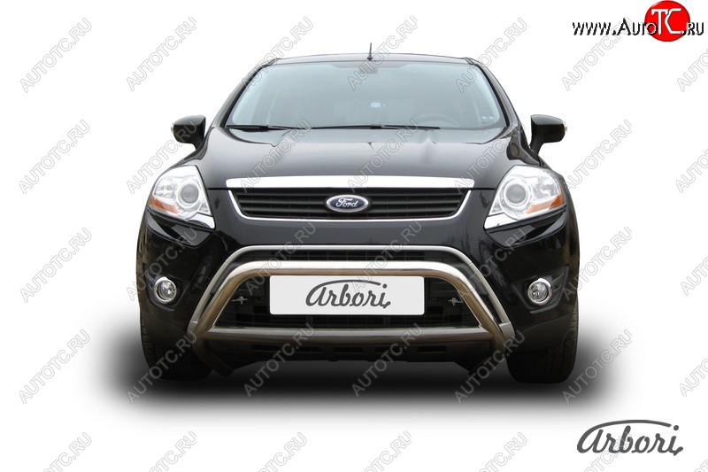 23 939 р. Защита переднего бампера Arbori (низкая с 1 перемычкой, нержавейка, d57 mm) Ford Kuga 1 (2008-2013)  с доставкой в г. Керчь