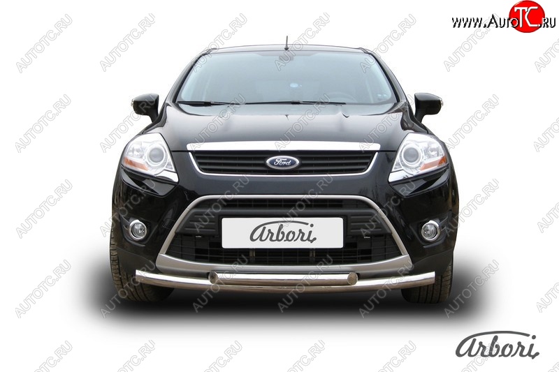15 119 р. Защита переднего бампера Arbori (нержавейка, 2 трубы d57 и 57 mm) Ford Kuga 1 (2008-2013)  с доставкой в г. Керчь