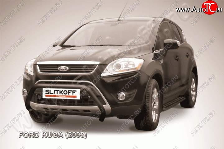 15 849 р. Кенгурятник d57 Slitkoff (низкий) Ford Kuga 1 (2008-2013) (Цвет: серебристый)  с доставкой в г. Керчь