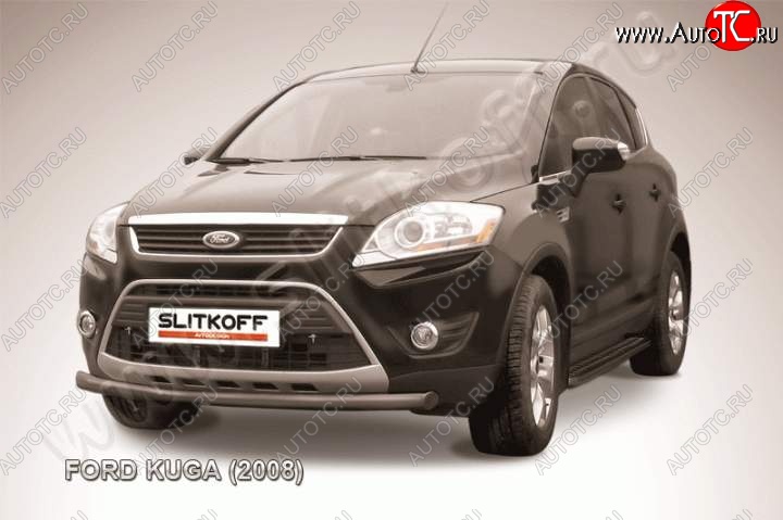 6 899 р. Защита переднего бампера d57 Slitkoff  Ford Kuga  1 (2008-2013) (Цвет: серебристый)  с доставкой в г. Керчь