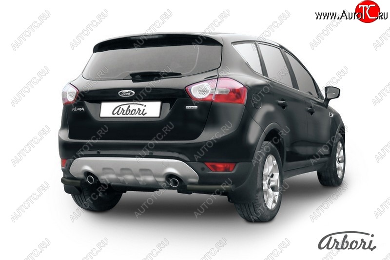 7 019 р. Защита заднего бампера Arbori (уголки, черная, 1 труба d57 mm). Ford Kuga 1 (2008-2013)  с доставкой в г. Керчь