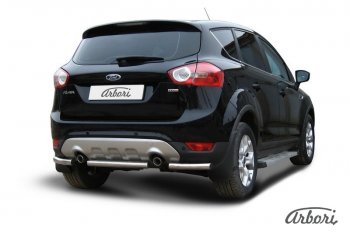 6 389 р. Защита заднего бампера Arbori (уголки, нержавейка, 1 труба d57 mm). Ford Kuga 1 (2008-2013)  с доставкой в г. Керчь. Увеличить фотографию 2