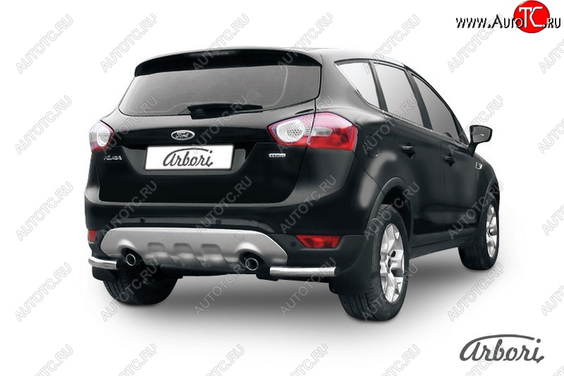 6 389 р. Защита заднего бампера Arbori (уголки, нержавейка, 1 труба d57 mm). Ford Kuga 1 (2008-2013)  с доставкой в г. Керчь