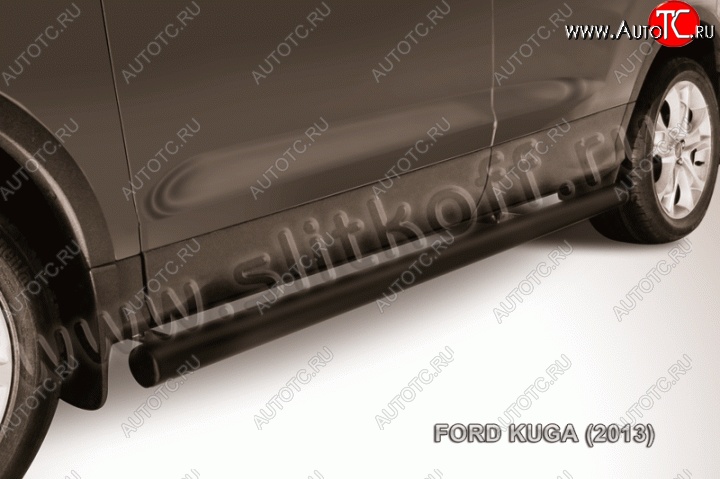 10 599 р. Защита порогов d76 труба Slitkoff  Ford Kuga  2 (2013-2016) дорестайлинг (Цвет: серебристый)  с доставкой в г. Керчь