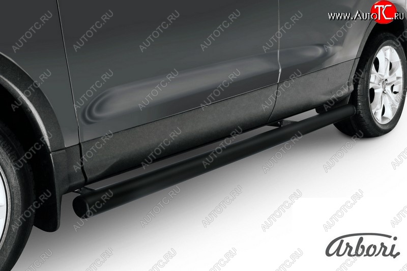 10 349 р. Защита штатных порогов Arbori (черная, d76 mm). Ford Kuga 2 дорестайлинг (2013-2016)  с доставкой в г. Керчь