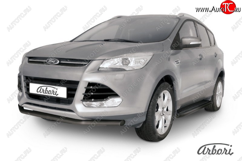 7 019 р. Защита переднего бампера Arbori (черная, 1 труба d57 mm). Ford Kuga 2 дорестайлинг (2013-2016)  с доставкой в г. Керчь