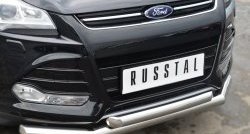 18 999 р. Защита переднего бампера (2 трубыØ76 и 63 мм, нержавейка) SLITKOFF  Ford Kuga  2 (2013-2016) дорестайлинг  с доставкой в г. Керчь. Увеличить фотографию 2