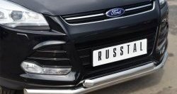 16 949 р. Защита переднего бампера (2 трубыØ76 мм, нержавейка) SLITKOFF Ford Kuga 2 дорестайлинг (2013-2016)  с доставкой в г. Керчь. Увеличить фотографию 2