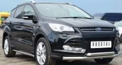 16 949 р. Защита переднего бампера (2 трубыØ76 мм, нержавейка) SLITKOFF Ford Kuga 2 дорестайлинг (2013-2016)  с доставкой в г. Керчь. Увеличить фотографию 4