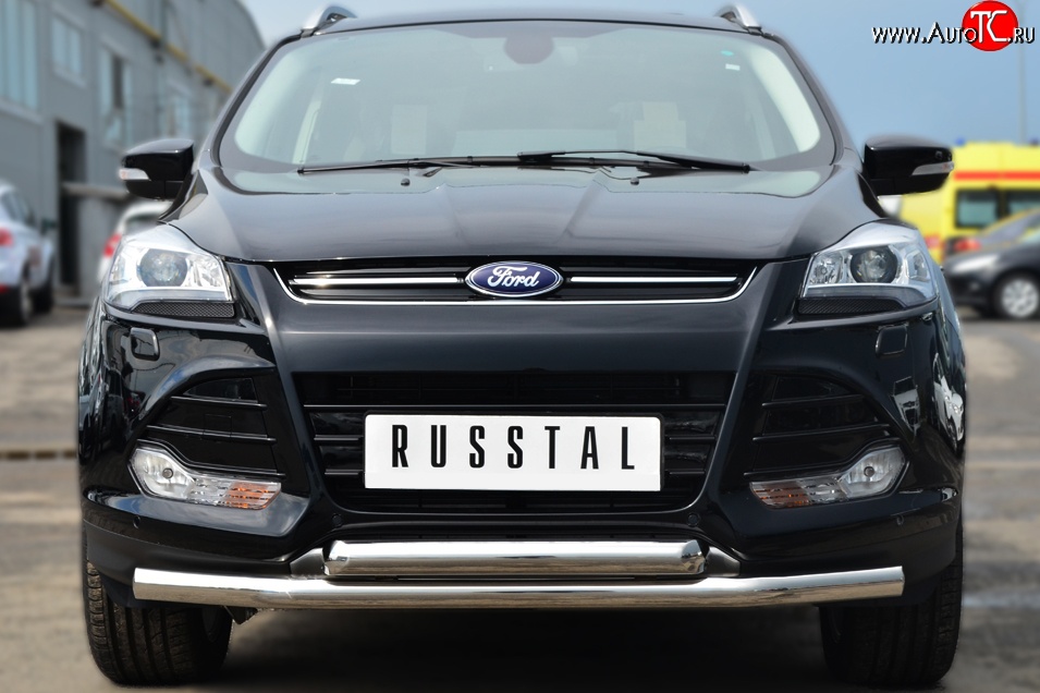 16 949 р. Защита переднего бампера (2 трубыØ76 мм, нержавейка) SLITKOFF Ford Kuga 2 дорестайлинг (2013-2016)  с доставкой в г. Керчь