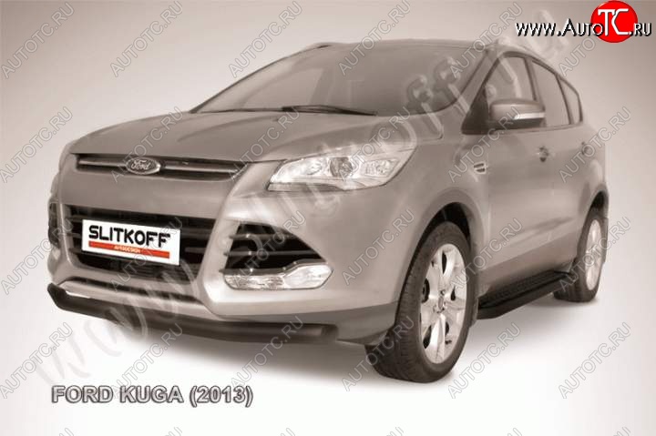 9 449 р. Защита переднего бампера Slitkoff (труба d76) Ford Kuga 2 дорестайлинг (2013-2016) (Цвет: серебристый)  с доставкой в г. Керчь