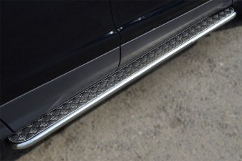 Широкая защита порогов с трубой d42 мм SLITKOFF v2 Ford Kuga 2 дорестайлинг (2013-2016)