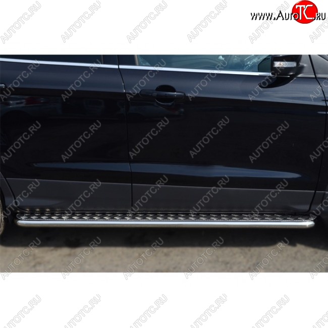 35 549 р. Широкая защита порогов с трубой d42 мм с нержавеющим листом SLITKOFF v3  Ford Kuga  2 (2013-2016) дорестайлинг  с доставкой в г. Керчь
