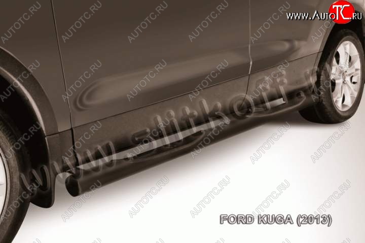 12 399 р. Защита порогов из трубы d76 Slitkoff (с проступью)  Ford Kuga  2 (2013-2016) дорестайлинг (Цвет: серебристый)  с доставкой в г. Керчь