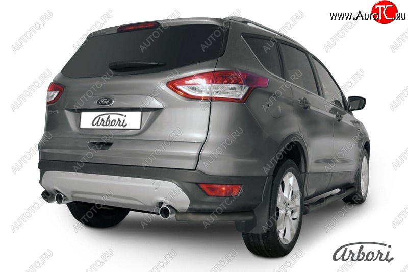 5 399 р. Защита заднего бампера Arbori (уголки, черная, 1 труба d57 mm). Ford Kuga 2 дорестайлинг (2013-2016)  с доставкой в г. Керчь
