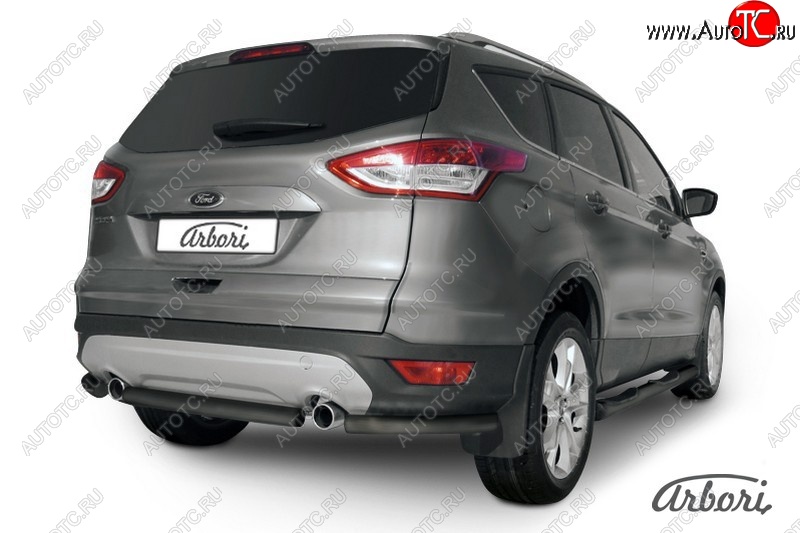 5 399 р. Защита заднего бампера Arbori (черная, 1 труба d57 mm). Ford Kuga 2 дорестайлинг (2013-2016)  с доставкой в г. Керчь