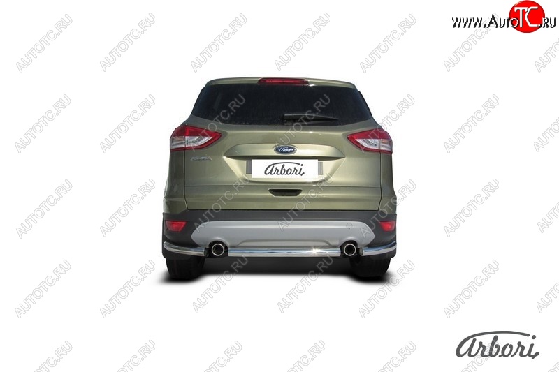 6 389 р. Защита заднего бампера Arbori (нержавейка, 1 труба d57 mm). Ford Kuga 2 дорестайлинг (2013-2016)  с доставкой в г. Керчь