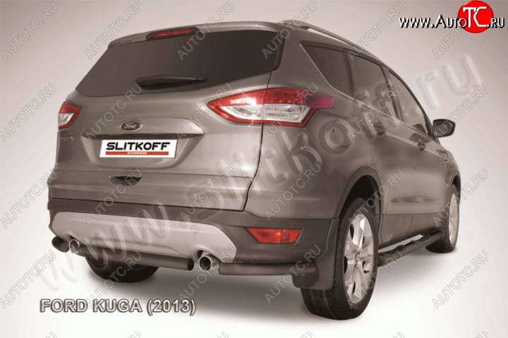 4 549 р. Защита заднего бампера Slitkoff (труба d57) Ford Kuga 2 дорестайлинг (2013-2016) (Цвет: серебристый)  с доставкой в г. Керчь