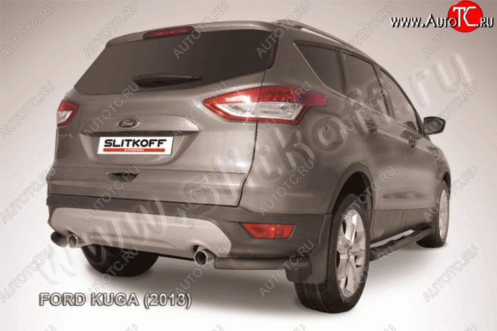 4 549 р. Защита заднего бампера из уголков d57 Slitkoff Ford Kuga 2 дорестайлинг (2013-2016) (Цвет: серебристый)  с доставкой в г. Керчь