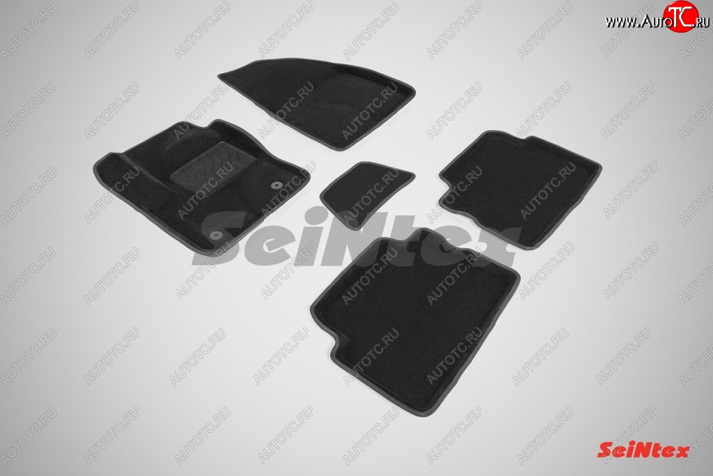 5 249 р. Износостойкие коврики в салон SeiNtex Premium 3D 4 шт. (ворсовые, черные)  Ford Kuga  2 (2013-2016) дорестайлинг  с доставкой в г. Керчь