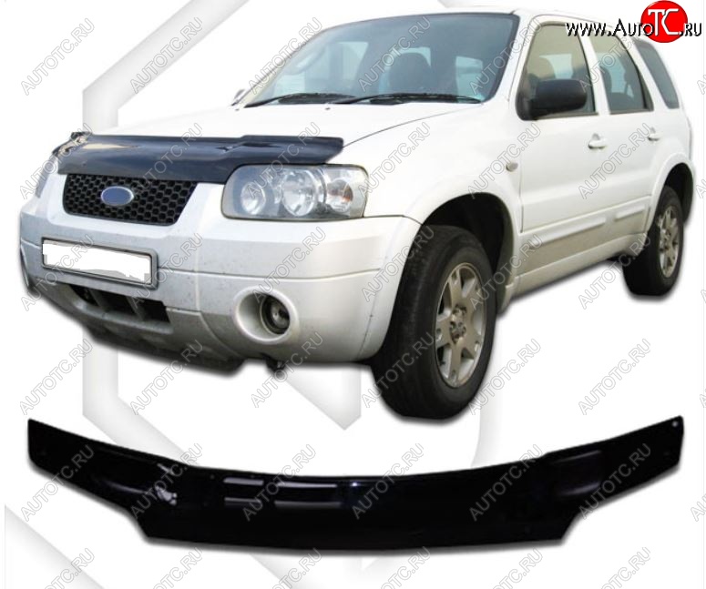 3 199 р. Дефлектор капота CA-Plastiс exclusive Ford Maverick TM1 дорестайлинг, 5 дв. (2000-2004) (Classic черный, Без надписи)  с доставкой в г. Керчь