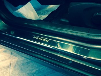 2 179 р. Накладки порожков салона INOX Ford Mondeo MK5 CD391 дорестайлинг седан (2014-2018) (Нержавеющая сталь)  с доставкой в г. Керчь. Увеличить фотографию 3