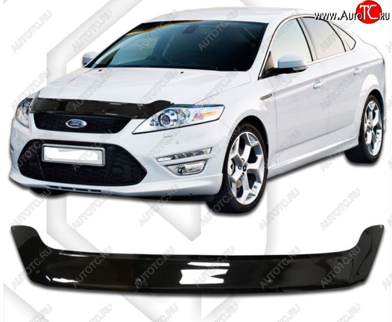2 079 р. Дефлектор капота CA-Plastic Ford Mondeo Mk4,BD рестайлинг, седан (2010-2014) (Classic черный, Без надписи)  с доставкой в г. Керчь