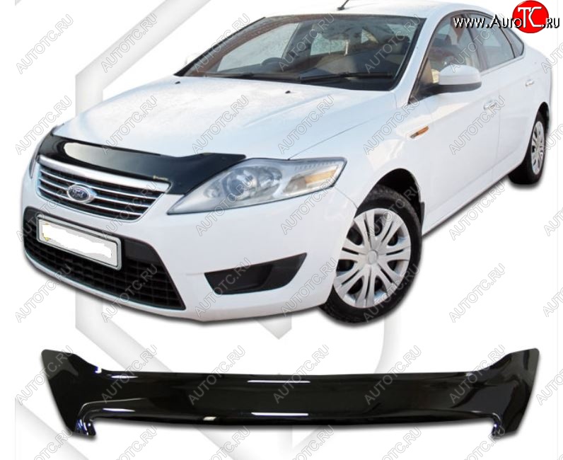 2 079 р. Дефлектор капота CA-Plastic Ford Mondeo Mk4,BD дорестайлинг, седан (2007-2010) (Classic черный, Без надписи)  с доставкой в г. Керчь