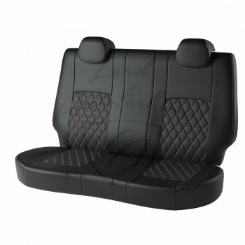 9 449 р. Чехлы для сидений Lord Autofashion Турин Ромб (экокожа, сиденье и спинка 60/40+подлокотник, 3 Г-образных подголовника) Ford Mondeo Mk4,BD дорестайлинг, седан (2007-2010) (Чёрный, вставка чёрная, строчка бежевая)  с доставкой в г. Керчь. Увеличить фотографию 3