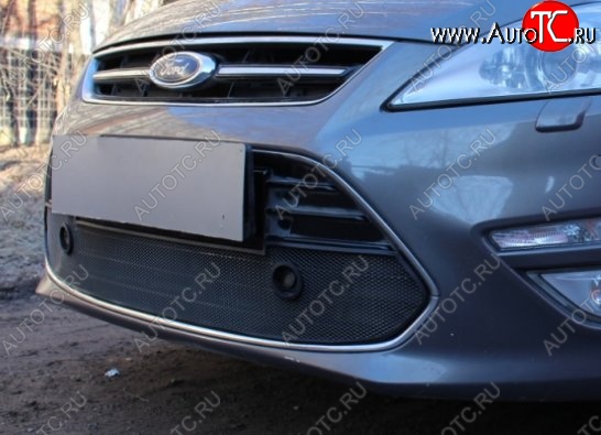 2 149 р. Защитная сетка на бампер (с парктрониками) Russtal (черная) Ford Mondeo Mk4,BD рестайлинг, седан (2010-2014)  с доставкой в г. Керчь