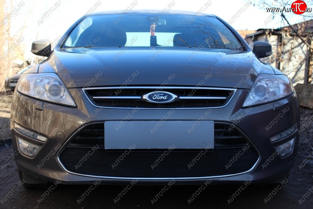 1 469 р. Защитная сетка на бампер Russtal (черная) Ford Mondeo Mk4,BD рестайлинг, седан (2010-2014)  с доставкой в г. Керчь