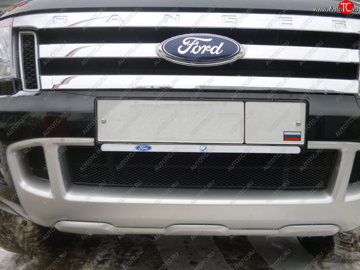 399 р. Сетка на бампер внешняя черн., 15 мм Ford Ranger RapCab дорестайлинг (2011-2016) (Черная)  с доставкой в г. Керчь