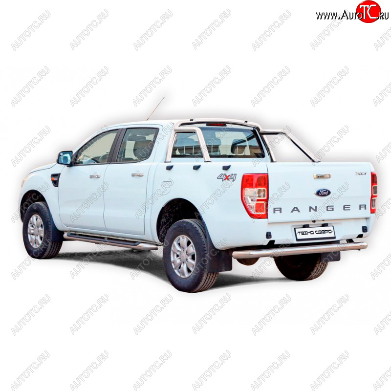 37 799 р. Защитная дуга багажника ТехноСфера (Техно Сфера) (Ø63,5 мм)  Ford Ranger ( DoubleCab,  RapCab) (2011-2016) дорестайлинг (Нержавейка)  с доставкой в г. Керчь