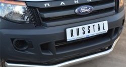 16 499 р. Одинарная защита переднего бампера диаметром 76 мм SLITKOFF  Ford Ranger ( DoubleCab,  RapCab) (2011-2016) дорестайлинг  с доставкой в г. Керчь. Увеличить фотографию 2