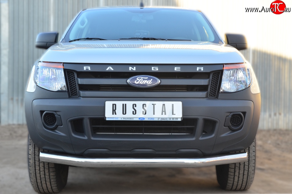 16 499 р. Одинарная защита переднего бампера диаметром 76 мм SLITKOFF  Ford Ranger ( DoubleCab,  RapCab) (2011-2016) дорестайлинг  с доставкой в г. Керчь